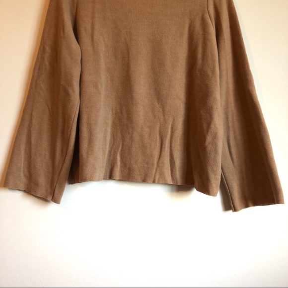 ZARA Trafaluc Soft Bell Sleeve Sweater Tan - Picture 8 of 14